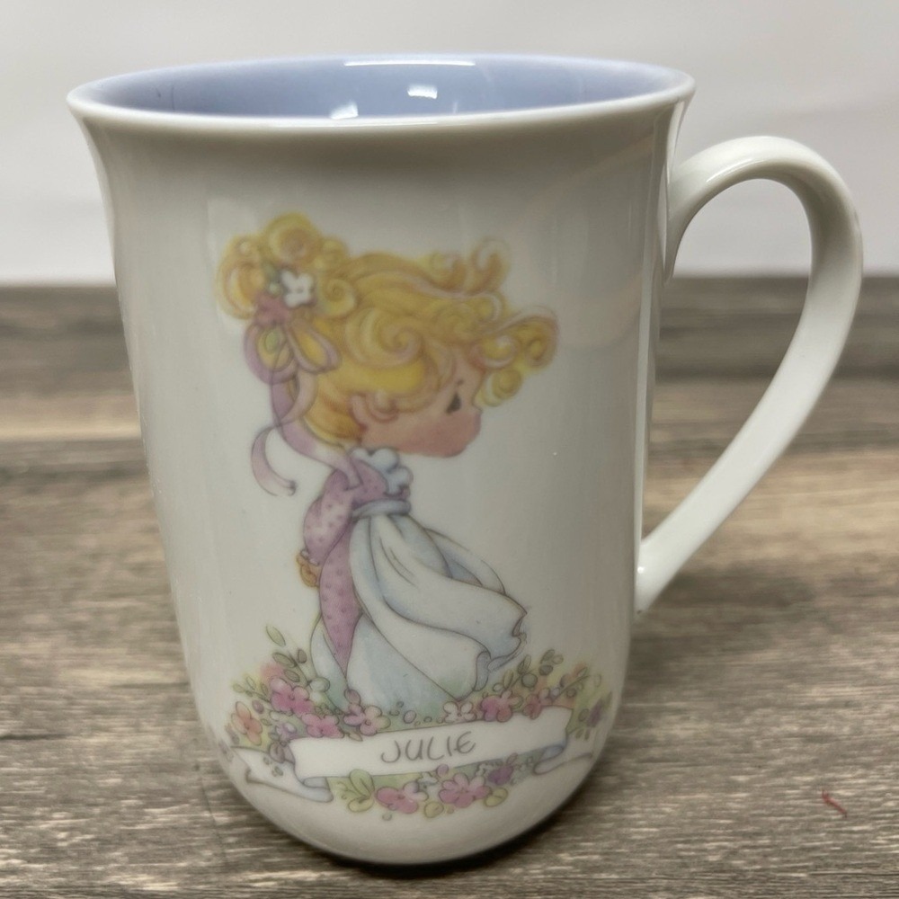 Vintage Precious Moments "Julie" Personalized Name Mug Pastel Floral Cup‎